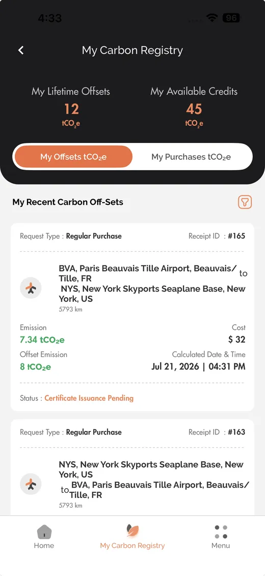IntelliGrid mobile app, retire your carbon registry screen.